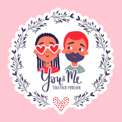 Happy Valentine's Day. Greeting Card with cute couple