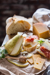 Cheese, pear and honey