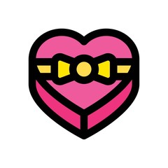 valentines related love and romance heart shape gift box vectors with editable stroke,