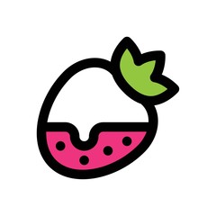valentines related love and romance dipped strawberry vectors with editable stroke.