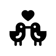 valentines related love and romance birds kiss with heart vectors with solid design,