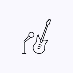 Electric guitar with microphone icon isolated