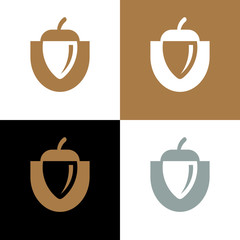 Acorn logo design, oak seeds icon - Vector