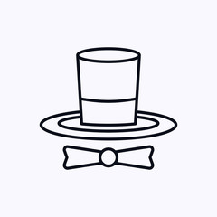 tiny retro top hat icon with bow