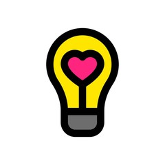 love and wedding related bulb with heart vectors with editable stroke,