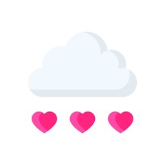 love and wedding related hearts with cloud vectors in flat design,