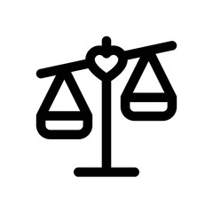 love and wedding related weight scales with heart vector in lineal style,