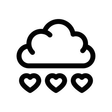 Love And Wedding Related Heart With Cloud Vectors In Lineal Style,