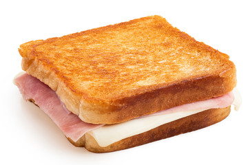 Cheese and ham toasted sandwich.