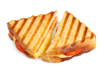 Cheese and tomato toasted sandwich.