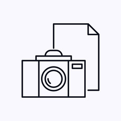 Tiny file icon with camera isolated on white background