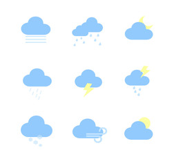 Obraz premium Collection of flat vector icons - weather forecast isolated