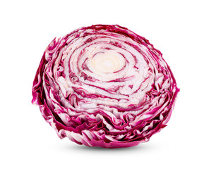 slice fresh red radicchio isolated on white