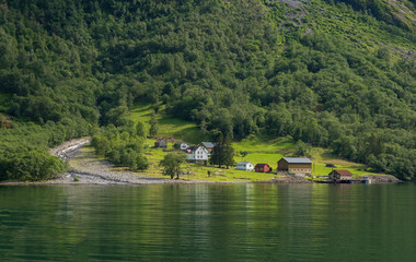 Fototapeta na wymiar Aurlandsfjord in Norway in july 2019.