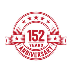 152 years logo design template. 152nd anniversary vector and illustration.