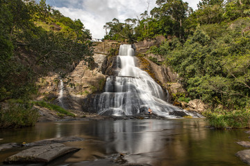 Diyaluma, Haputale, Sri Lanka. 2019 Nov 22:  Young tourist men in the Sunny day in the Tropical...