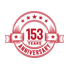 153 years logo design template. 153rd anniversary vector and illustration.