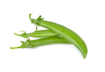 fresh sugar snap pea with stem on white background