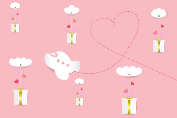 EPS 10 vector. Paper cut gifts and hearts. Valentines day concept.