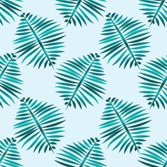 Fototapeta na wymiar EPS 10 vector. Seamless pattern with leaves in aqua menthe color.