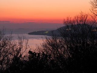万葉岬から見る播磨灘の夕焼け　播磨灘の夕景