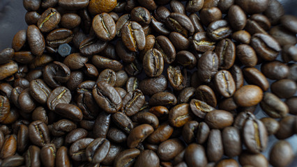 Close-Up Of Roasted Coffee Beans
