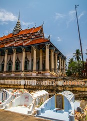  tomb inside Wat Damrey Sar (Damrey Sor Pagoda) a buddhist temple of Battambang, Cambodia