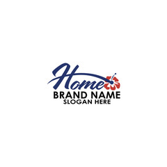 logo letter home with flower vector design