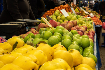 fresh fruits and vegetables at the market 