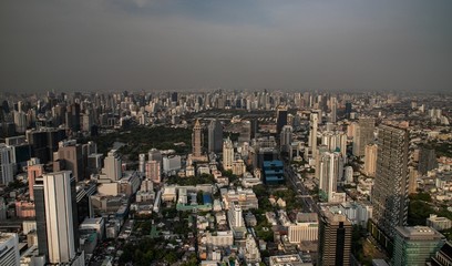 Naklejka na ściany i meble panoramic skyline of Bangkok from King Power Mahanakhon, Bangkok, Thailand