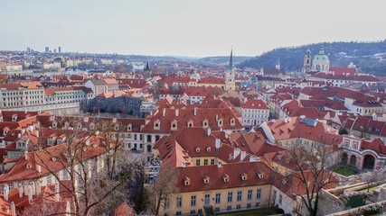Fototapeta na wymiar Prague View from the Cathedral St. Vitus to the Vltava, Visit Tourist