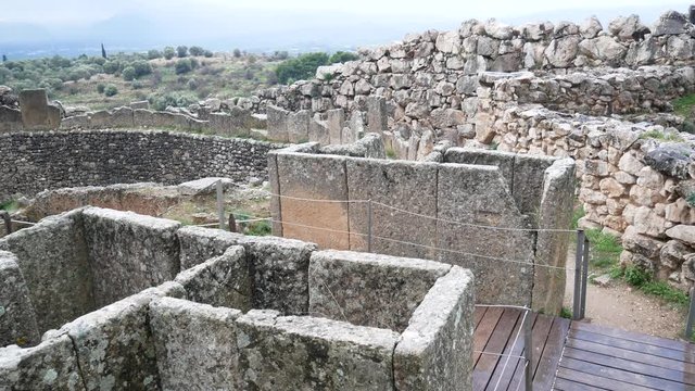 archaeological site of Mycenae and Megalithic Walls of citadel. Argolis, Peloponnese, Greece