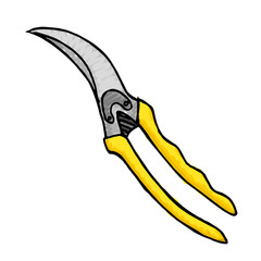 Creative colorful scissors illustration. Hand drawn image.