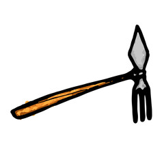 Hand drawing of gardening instrument. Colorful isolated illustration.