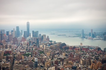 Naklejka premium Aerial view of Manhattan skyscrapers