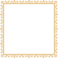 Obraz premium Decorative frame Elegant vector element for design in Eastern style, place for text. Floral golden border. Lace illustration for invitations and greeting cards.