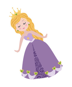 Cute isolated princess on a white background.