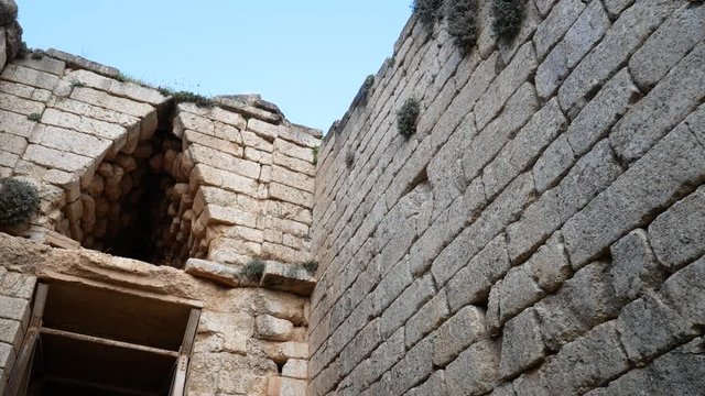 the tomb of Clytemnestra outside the walls of the citadel. archaeological site of Mycenae, UNESCO World Heritage Site. Argolis, Peloponnese, Greece