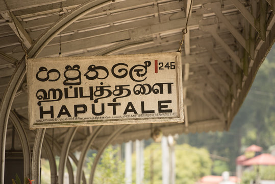 Haputale, Sri Lanka - november 23, 2019: Haputale Train Station whit tourist near Haputale. Sri Lanka.