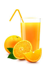 Stack of fresh orange fruit isolated on white background