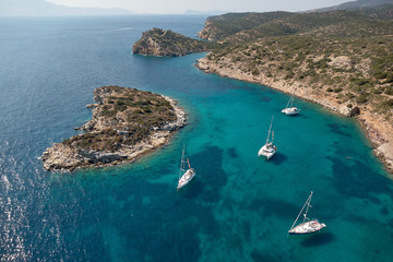 Yachts at sea drone shooting