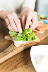 Obraz na płótnie Canvas close up pf a salad on an toasted bread