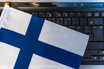 flag of Finland on computer, laptop keyboard
