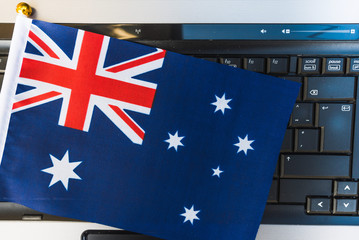 flag of Australia on computer, laptop keyboard