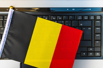 flag of Belgium on computer, laptop keyboard