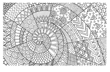 Abstract line art for background, wall decoration, engraving, adult coloring book,coloring page and other design element. Vector illustrations.