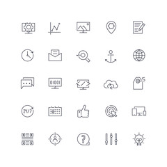  Line icons set. SEO pack. Vector illustration. 