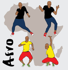 afro house dancing boys, silhouette