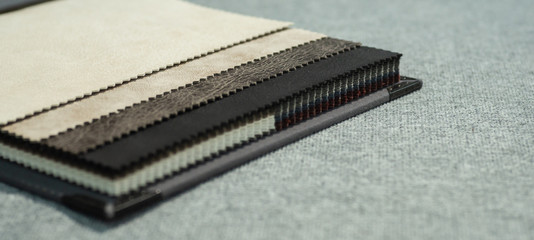 Upholstery fabric samples. Fabric for a furniture upholstery. Textile industry background