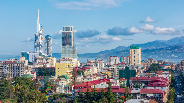 Aerial view of city on Black Sea coast, Batumi, Georgia - Powered by Adobe